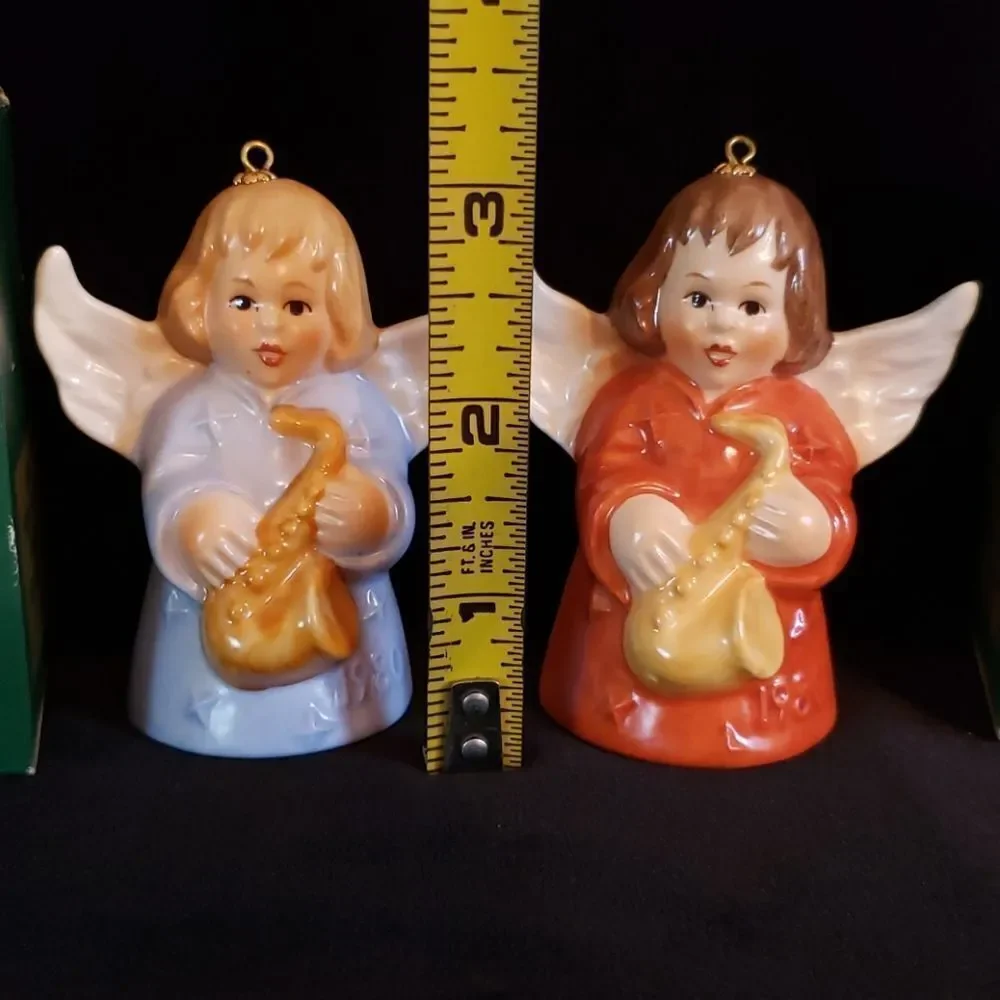 Pair of Vintage Goebel Angel Bell Ornaments 1980